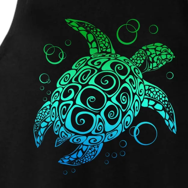 Sea Turtle Hawaiian Honu Long Ladies Tri-Blend Wicking Tank