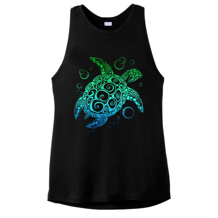 Sea Turtle Hawaiian Honu Long Ladies Tri-Blend Wicking Tank