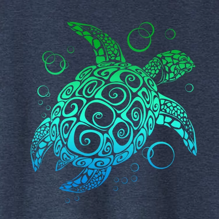 Sea Turtle Hawaiian Honu Long Women's Crop Top Tee