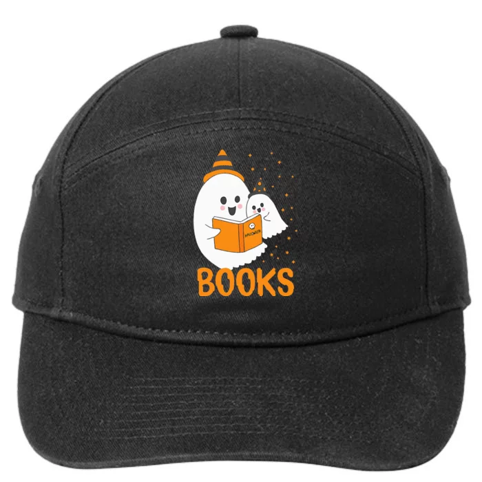 Spooky Tales Halloween Ghosts & Bookworms 7-Panel Snapback Hat