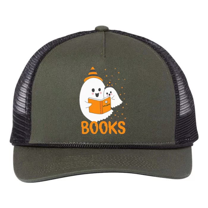 Spooky Tales Halloween Ghosts & Bookworms Retro Rope Trucker Hat Cap