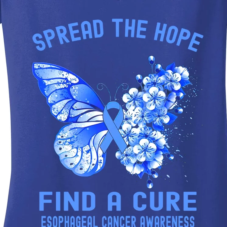 Spread The Hope Find A Cure Esophageal Cancer Awareness Cute Gift Women's V-Neck T-Shirt