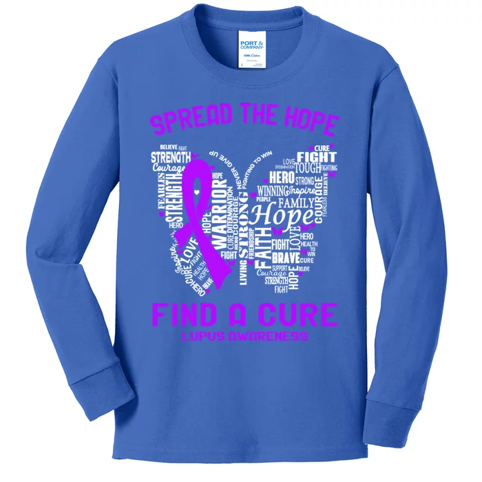 Spread The Hope Find A Cure Lupus Awareness Support Lupus Gift Kids Long Sleeve Shirt