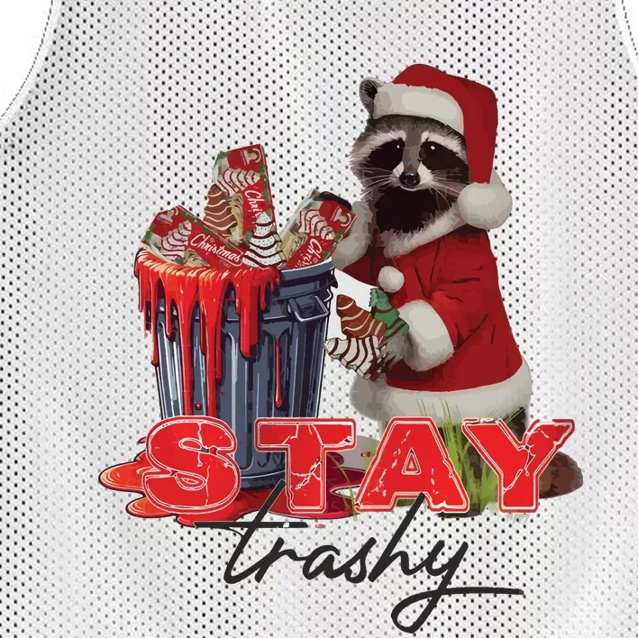 Stay Trashy Holiday Trash Panda Racoon Christmas Mesh Reversible Basketball Jersey Tank