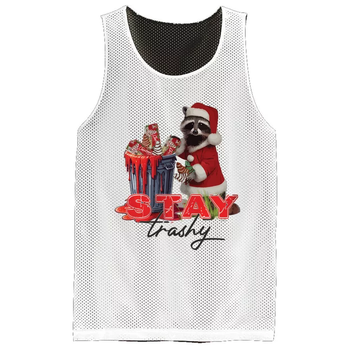 Stay Trashy Holiday Trash Panda Racoon Christmas Mesh Reversible Basketball Jersey Tank