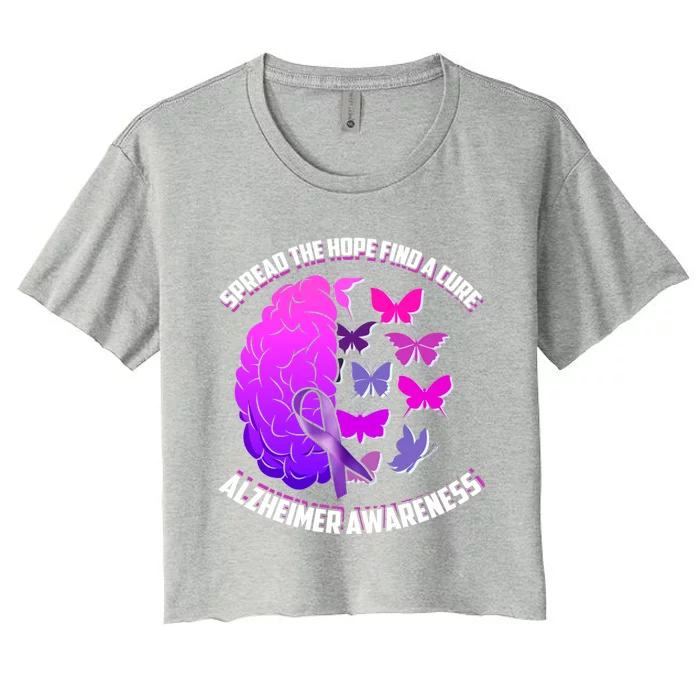 Spread The Hope Find A Cure Alzheimer Awareness Gift Women's Crop Top Tee