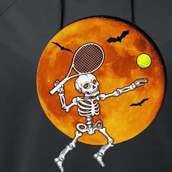 Skeleton Tennis Halloween Racket Ball Performance Fleece Hoodie