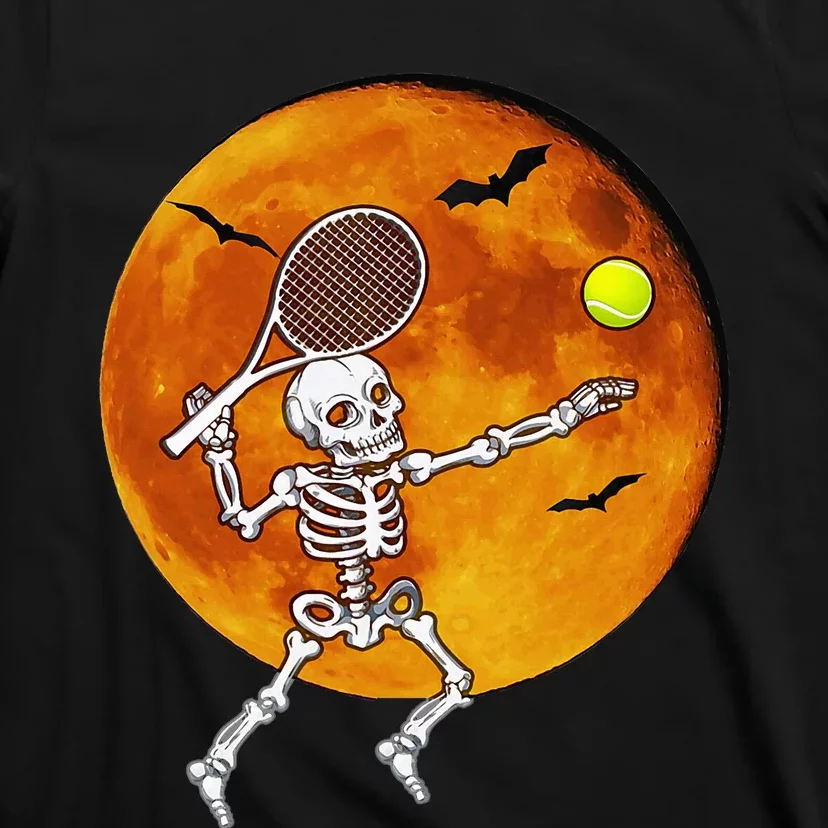 Skeleton Tennis Halloween Racket Ball T-Shirt