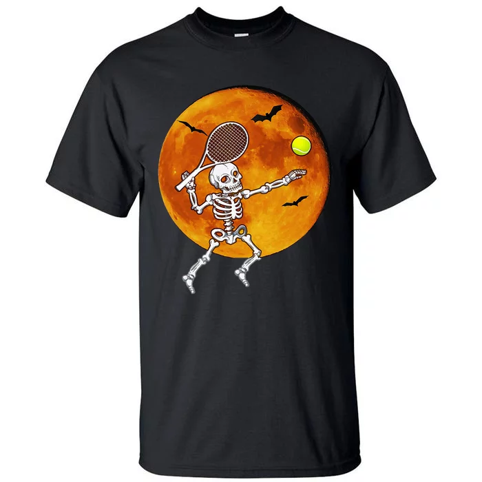 Skeleton Tennis Halloween Racket Ball Tall T-Shirt