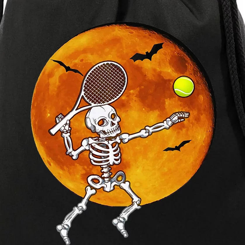 Skeleton Tennis Halloween Racket Ball Drawstring Bag