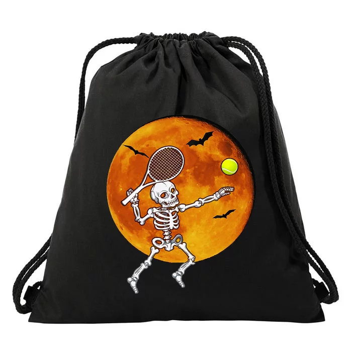 Skeleton Tennis Halloween Racket Ball Drawstring Bag