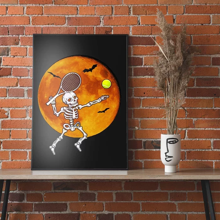 Skeleton Tennis Halloween Racket Ball Poster