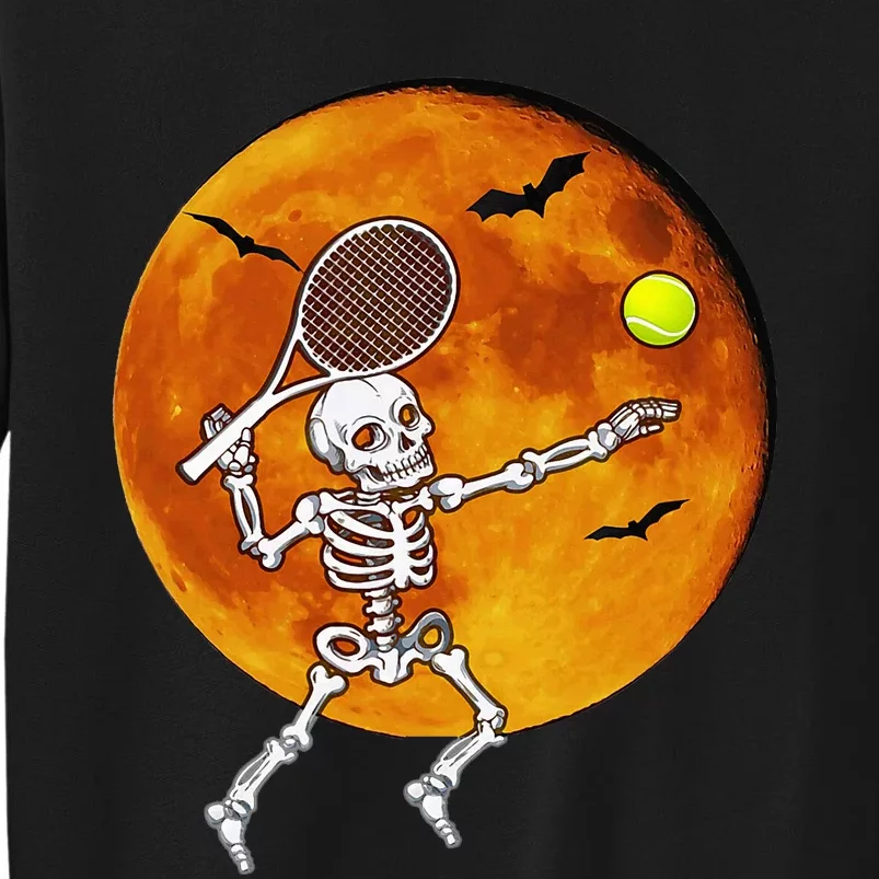 Skeleton Tennis Halloween Racket Ball Tall Sweatshirt