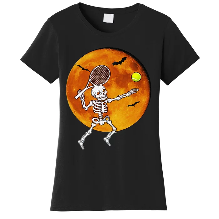 Skeleton Tennis Halloween Racket Ball Women's T-Shirt