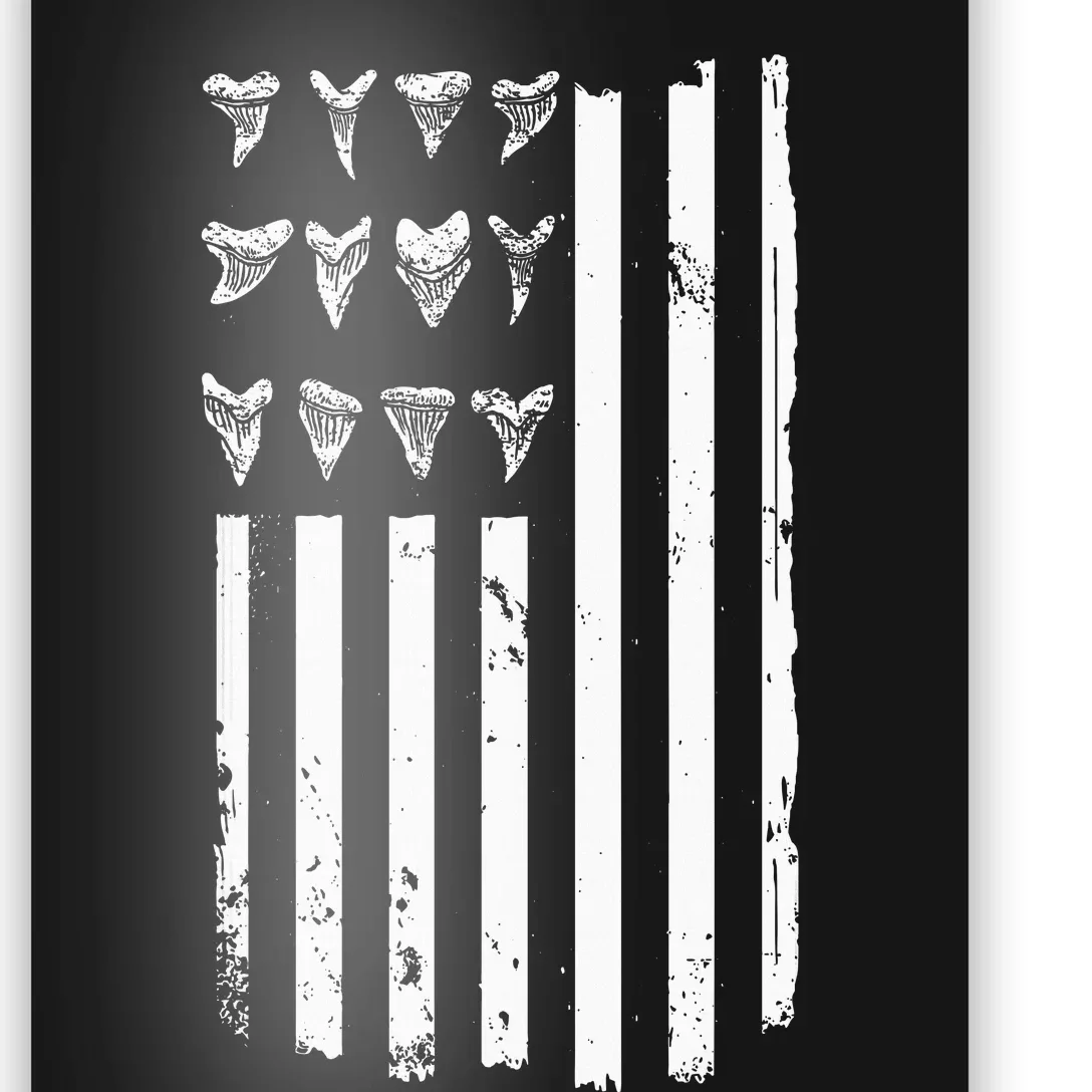 Shark Tooth Hunting American Flag Design For Fossil Hunter Poster