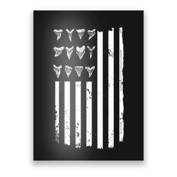 Shark Tooth Hunting American Flag Design For Fossil Hunter Poster