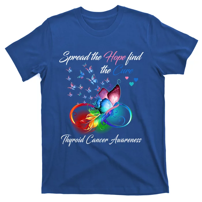 Spread The Hope Find The Cure Thyroid Cancer Awareness Funny Gift T-Shirt