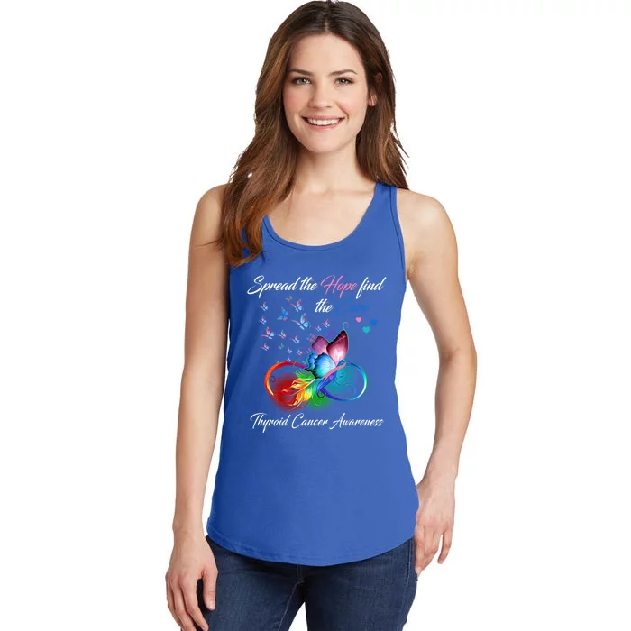 Spread The Hope Find The Cure Thyroid Cancer Awareness Funny Gift Ladies Essential Tank