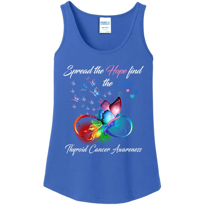 Spread The Hope Find The Cure Thyroid Cancer Awareness Funny Gift Ladies Essential Tank