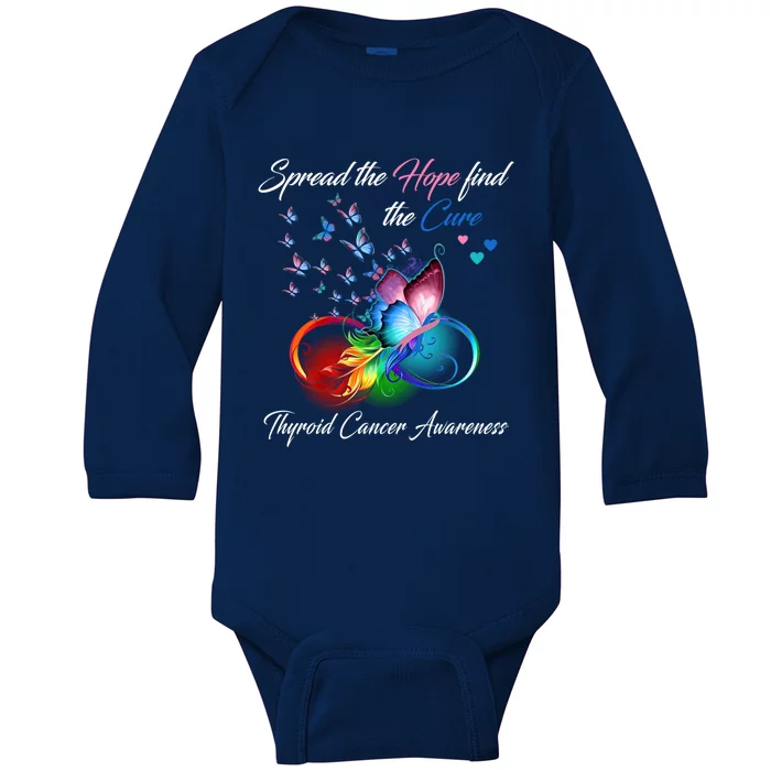 Spread The Hope Find The Cure Thyroid Cancer Awareness Funny Gift Baby Long Sleeve Bodysuit