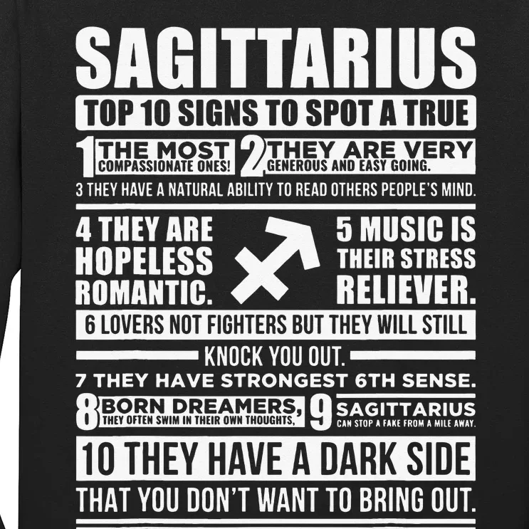 Sagittarius Traits Horoscope Zodiac Sign Gifts Long Sleeve Shirt