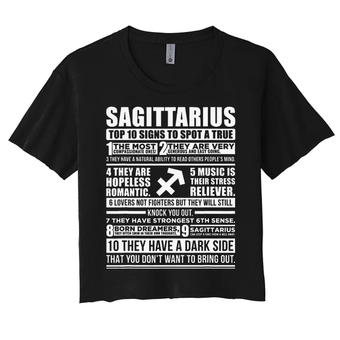 Sagittarius Traits Horoscope Zodiac Sign Gifts Women's Crop Top Tee