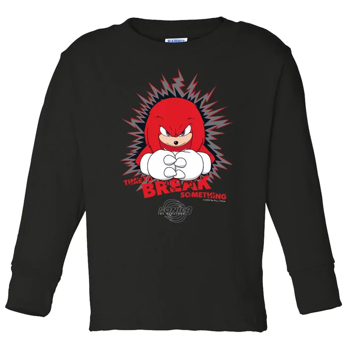 Sonic The Hedgehog 3 Knuckles Time To Break Something Toddler Long Sleeve Shirt