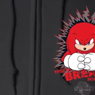 Sonic The Hedgehog 3 Knuckles Time To Break Something Full Zip Hoodie