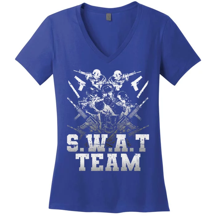 SWAT Team Halloween Costume Tactical Uniform Women's V-Neck T-Shirt