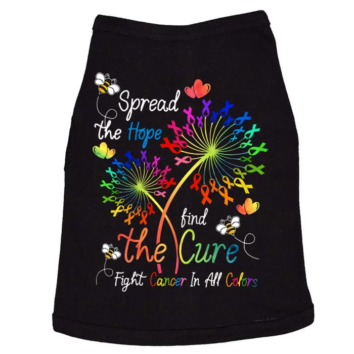 Spread The Hope Find The Cure Fight Cancer In All Colors Ribbon Dandelion Doggie Tank