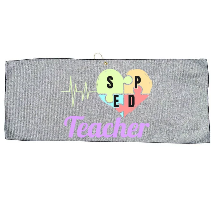 Sped Teacher Heartbeat Cool Gift Special Education Teacher Cute Gift Large Microfiber Waffle Golf Towel