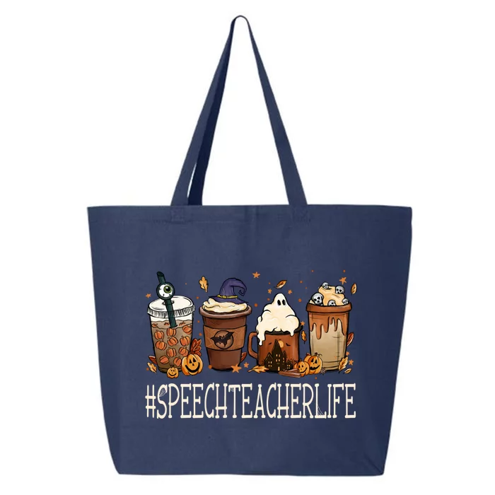 Speech Teacher Horror Fall Coffee Spooky Halloween Pumpkin Meaningful Gift 25L Jumbo Tote