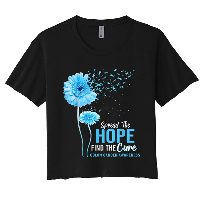 Spread The Hope Find The Cure Colon Cancer Awareness Women's Crop Top Tee