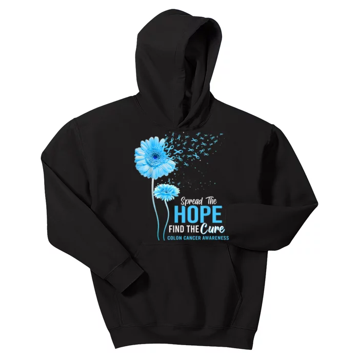 Spread The Hope Find The Cure Colon Cancer Awareness Kids Hoodie