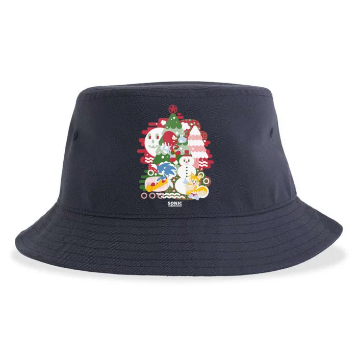 Sonic The Hedgehog Christmas Sonic & Friends Enjoying Winter Sustainable Bucket Hat