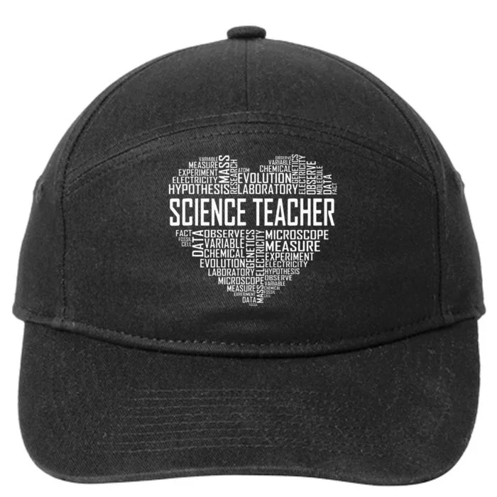 Science Teacher Heart Proud Science Teaching Design 7-Panel Snapback Hat