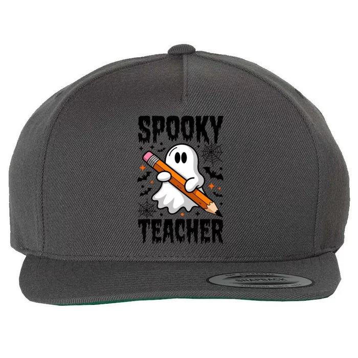 Spooky Teacher Halloween Cute Ghost Groovy Teacher Cute Gift Wool Snapback Cap