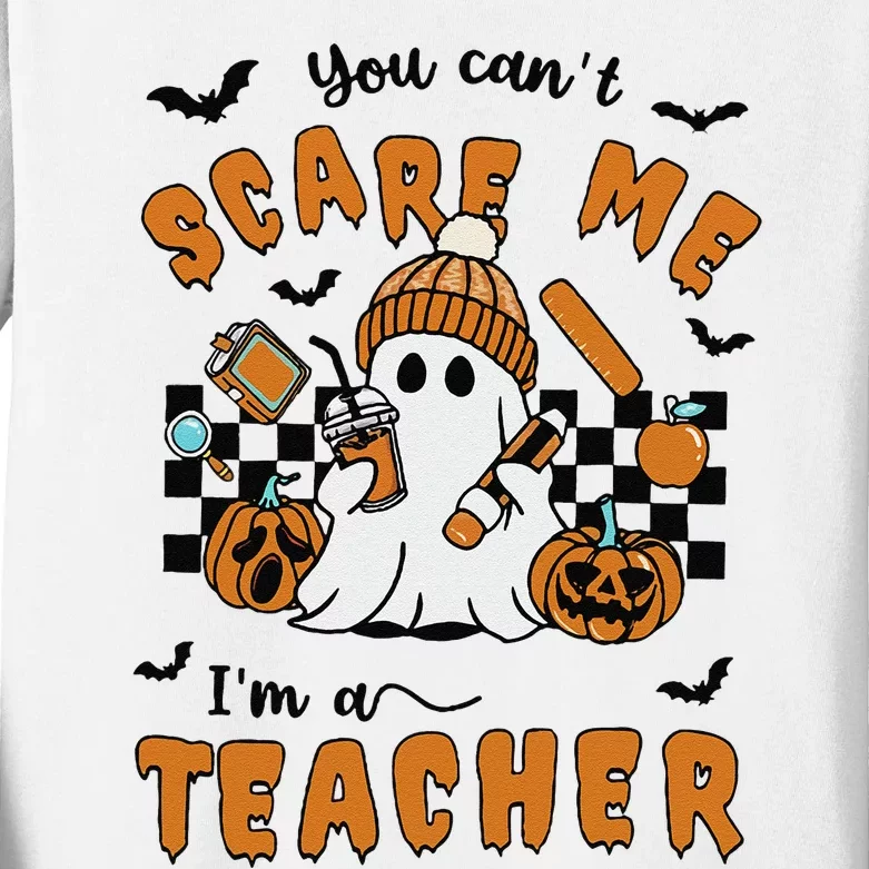 Spooky Teacher Halloween You Cant Scare Me IM A Teacher Kids Long Sleeve Shirt