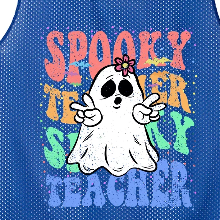 Spooky Teacher Halloween Design Preschool Prek Kindergarten Cute Gift Mesh Reversible Basketball Jersey Tank