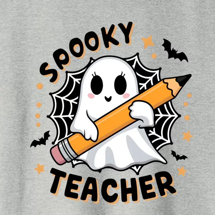 Spooky Teacher Halloween Ghost Bats And Spiderweb Design Gift Women's Crop Top Tee