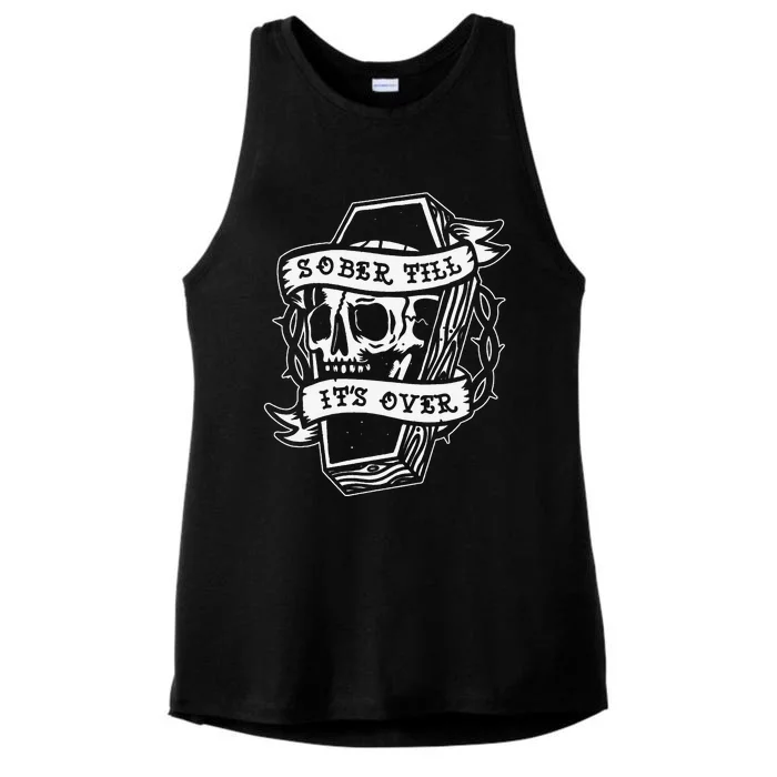 Sober Till It's Over AA NA Recovery Alcoholics Anonymous Ladies Tri-Blend Wicking Tank