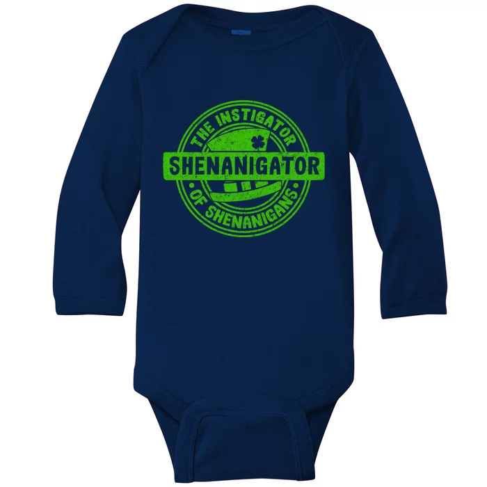 Shenanigator The Instigator Of Shenanigans Irish Humor Gift Baby Long Sleeve Bodysuit