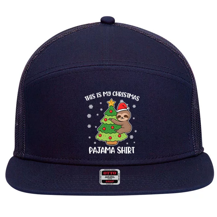 Sloth This Is My Christmas Pajama Gift 7 Panel Mesh Trucker Snapback Hat