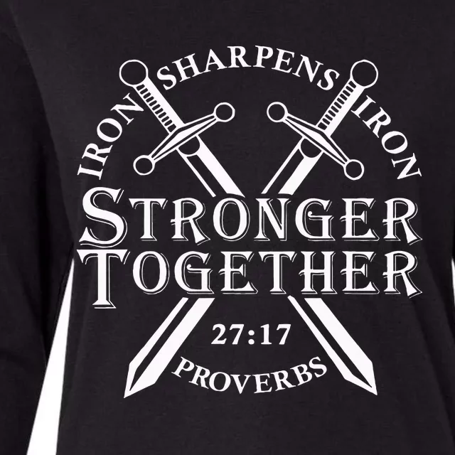 Strongers Together Iron Sharpens Iron Proverbs Womens Cotton Relaxed Long Sleeve T-Shirt