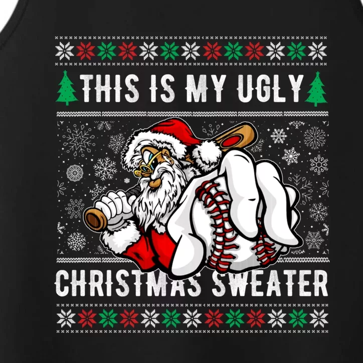 Santa This Is My Ugly Christmas Baseball Ball Gift Performance Tank