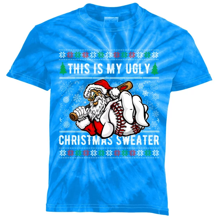 Santa This Is My Ugly Christmas Baseball Ball Gift Kids Tie-Dye T-Shirt