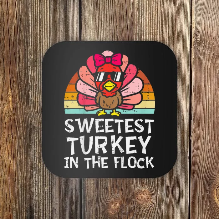 Sweetest Turkey In The Flock Girl Thanksgiving Coaster