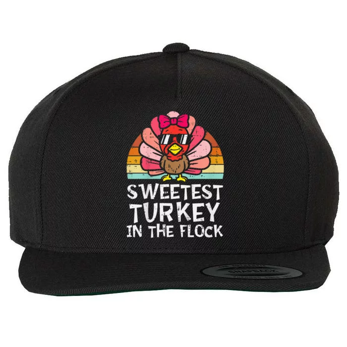 Sweetest Turkey In The Flock Girl Thanksgiving Wool Snapback Cap