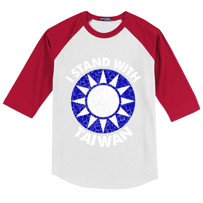 Support Taiwan I Stand With Taiwan Taiwanese Flag Gift Kids Colorblock Raglan Jersey