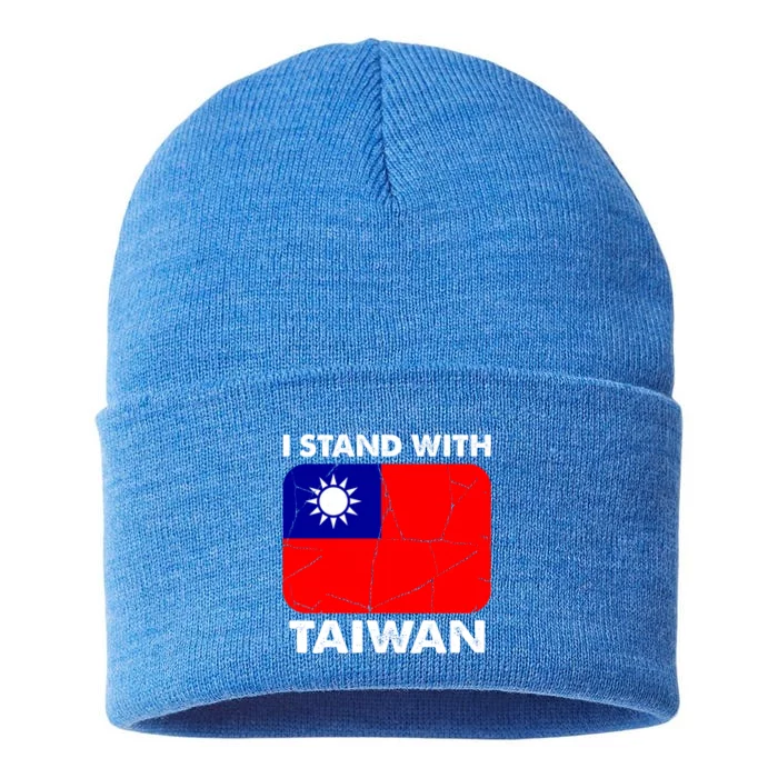 Support Taiwan I Stand With Taiwan Taiwanese Flag Gift Sustainable Knit Beanie